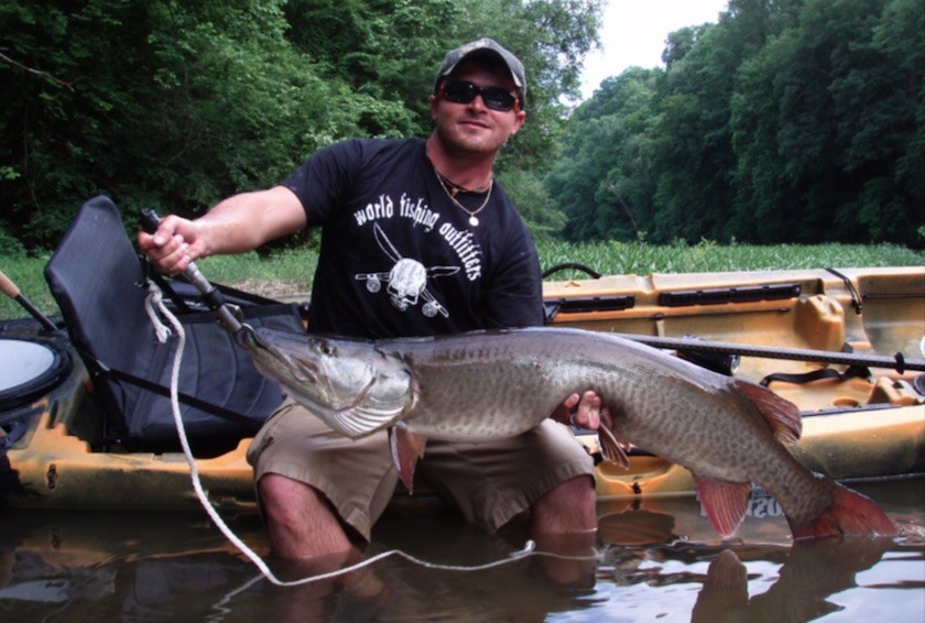 Trophy Musky caught while kayak fishing