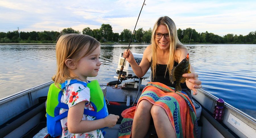 child hooked on fishing