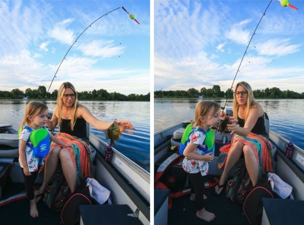 child hooked on fishing