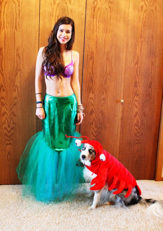 Little Mermaid and dog halloween costume