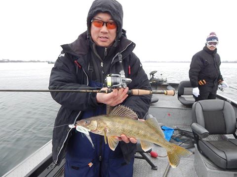 A happy Hester's Sportfishing client shows off a dandy Walleye