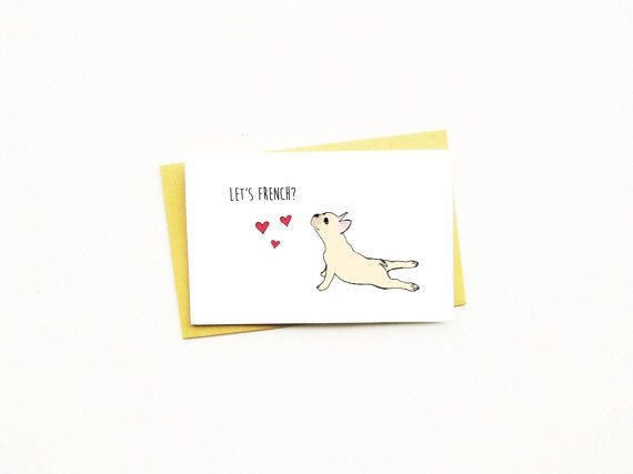 Let's french funny pet valentine's day card