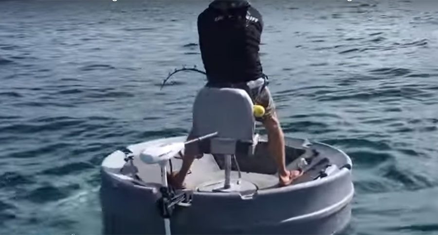 monster shark tiny boat