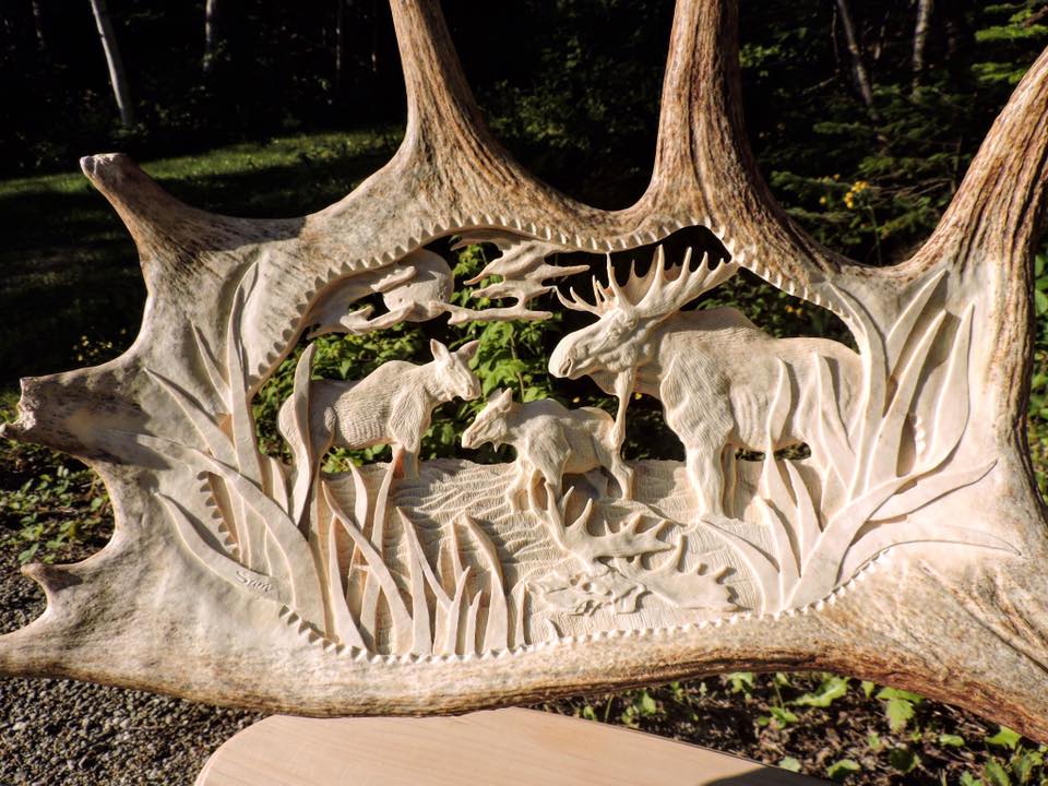 moose antler carving