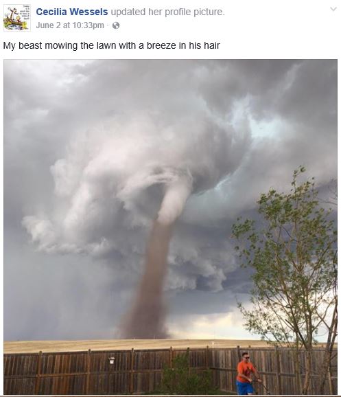 tornado mowing lawn