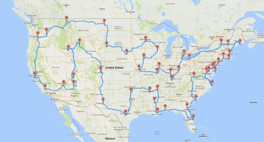 perfect road trip map usa