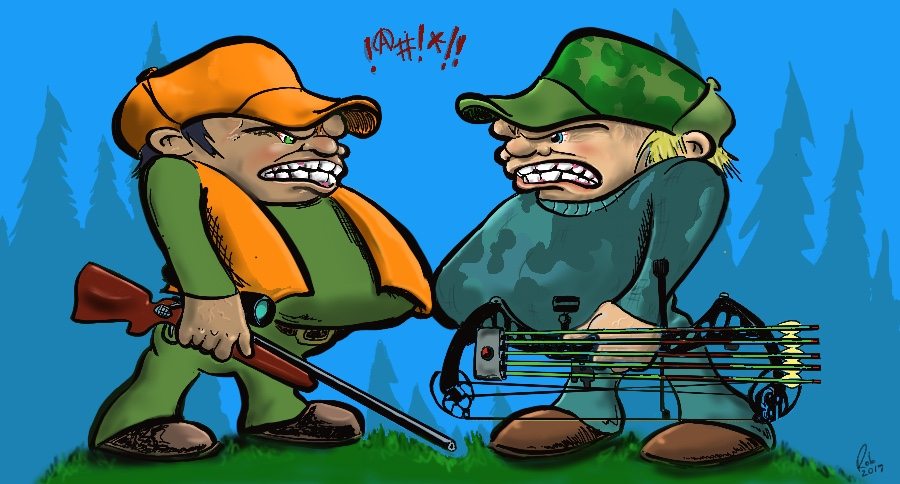 bow hunters gun hunters hate get along mad angry