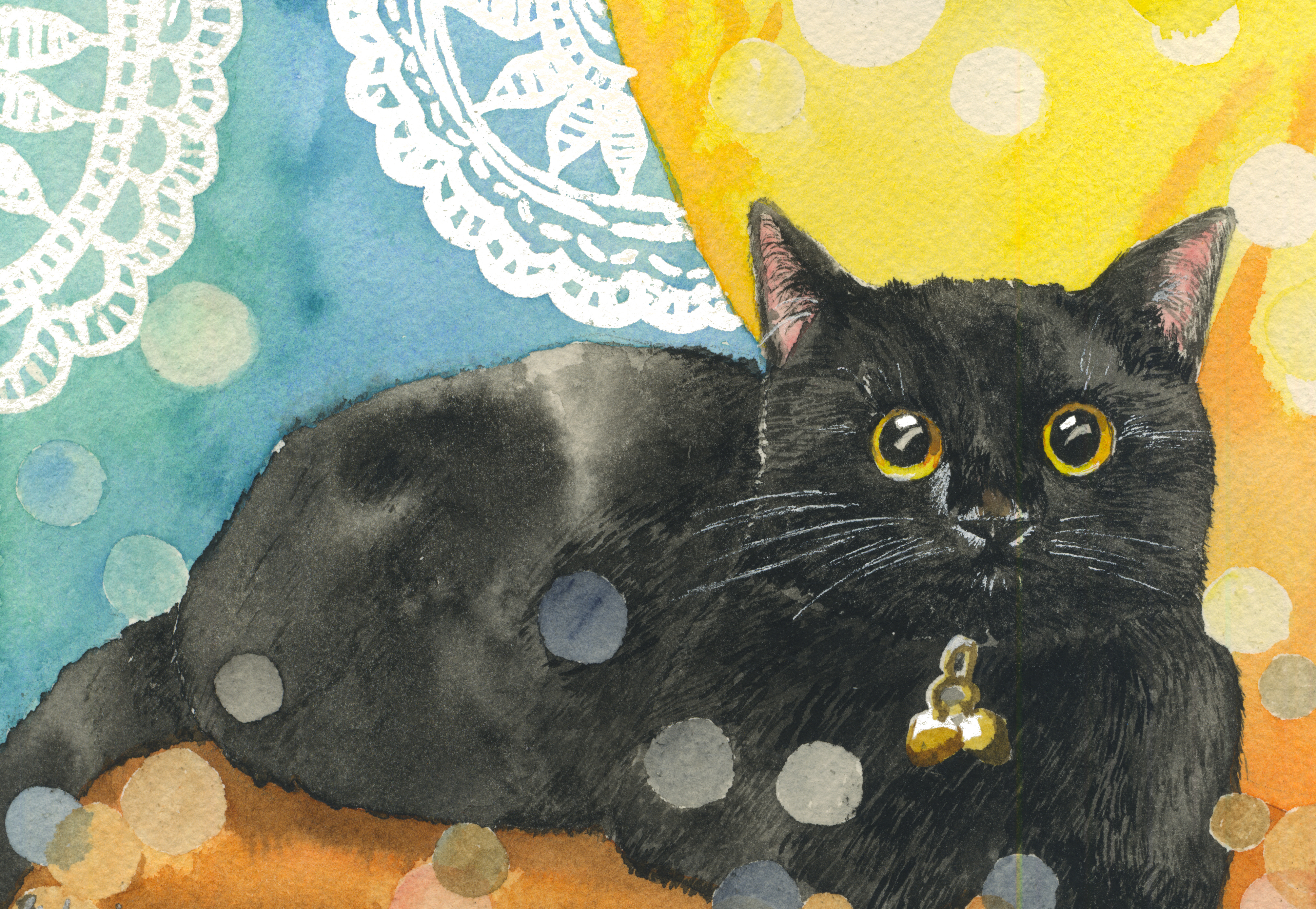 watercolor painting illustration cat kitty kitten adorable