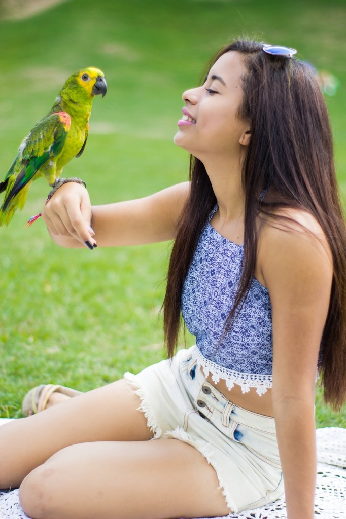 girl with parrot