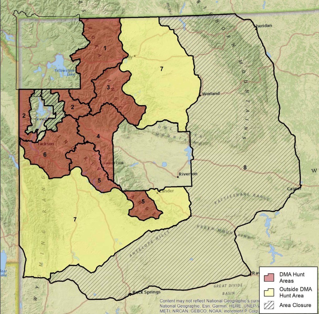 2018 Wyoming Grizzly Bear Hunt map