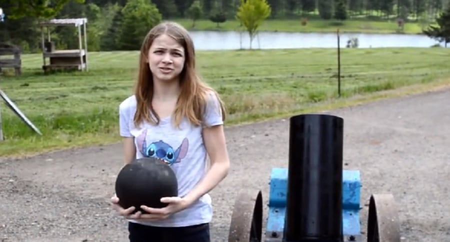 shoots gopro camera from black powder cannon