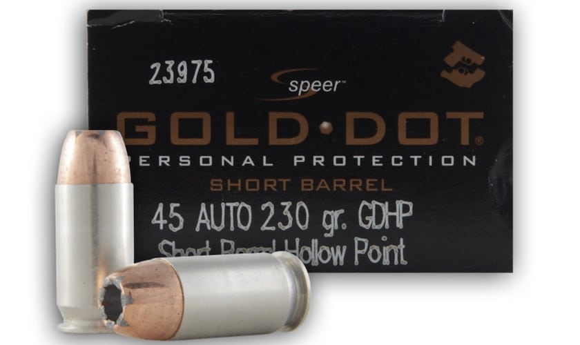 Best 45 ACP Ammo For Self Defense speer gold dot 230