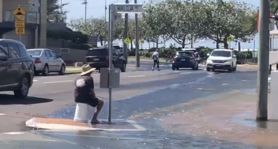 fishing on street