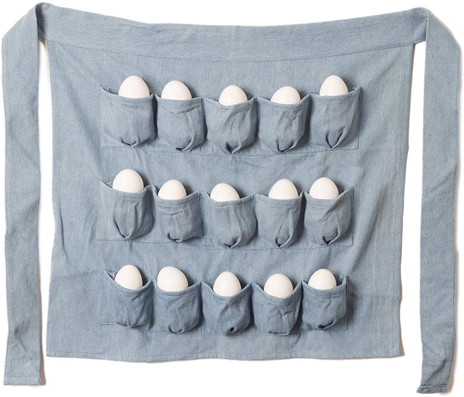 Denim Chicken Egg Apron, 15 Pockets! Men and Women Egg Gathering and Collecting Apron