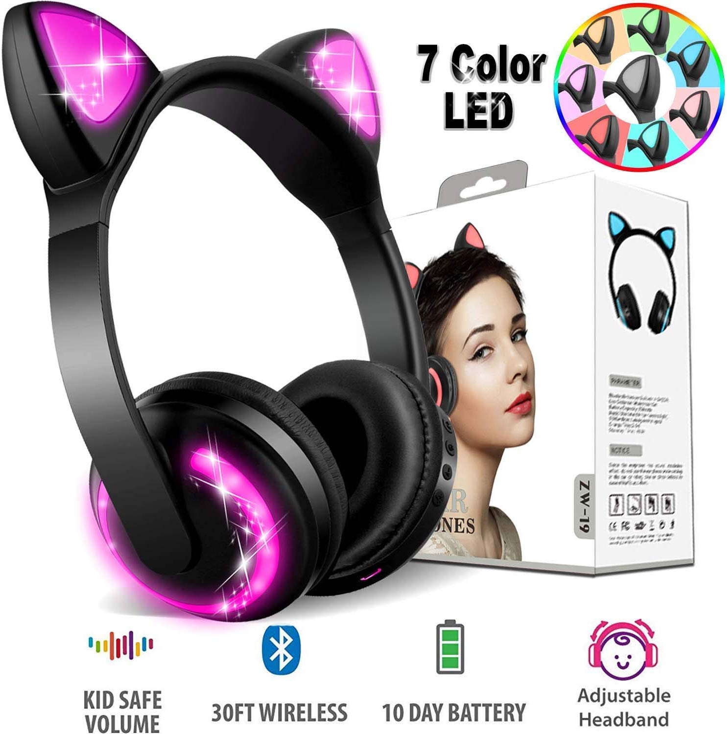 Treesine Wireless Bluetooth LED Cat Ear Headphones