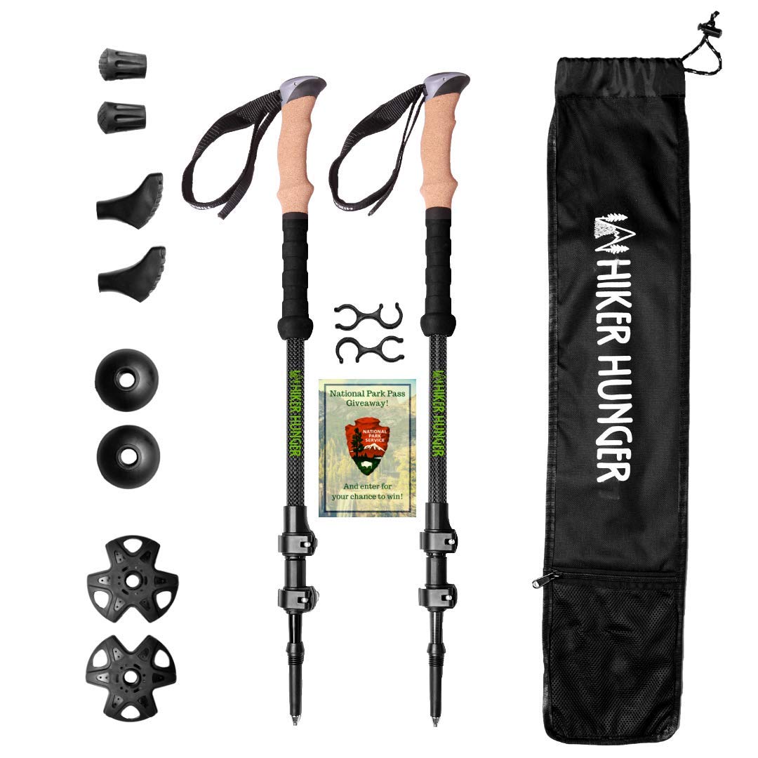 Hiker Hunger New Updated 100% Carbon Fiber Trekking Pole