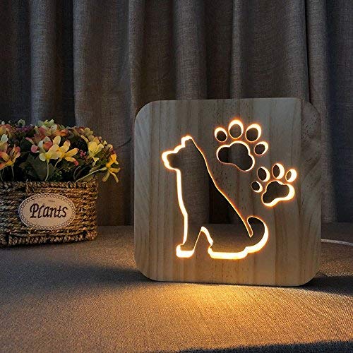 3D Dog Wooden Lamp