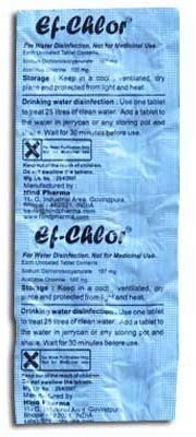 Ef chlor Portable water purification tablets