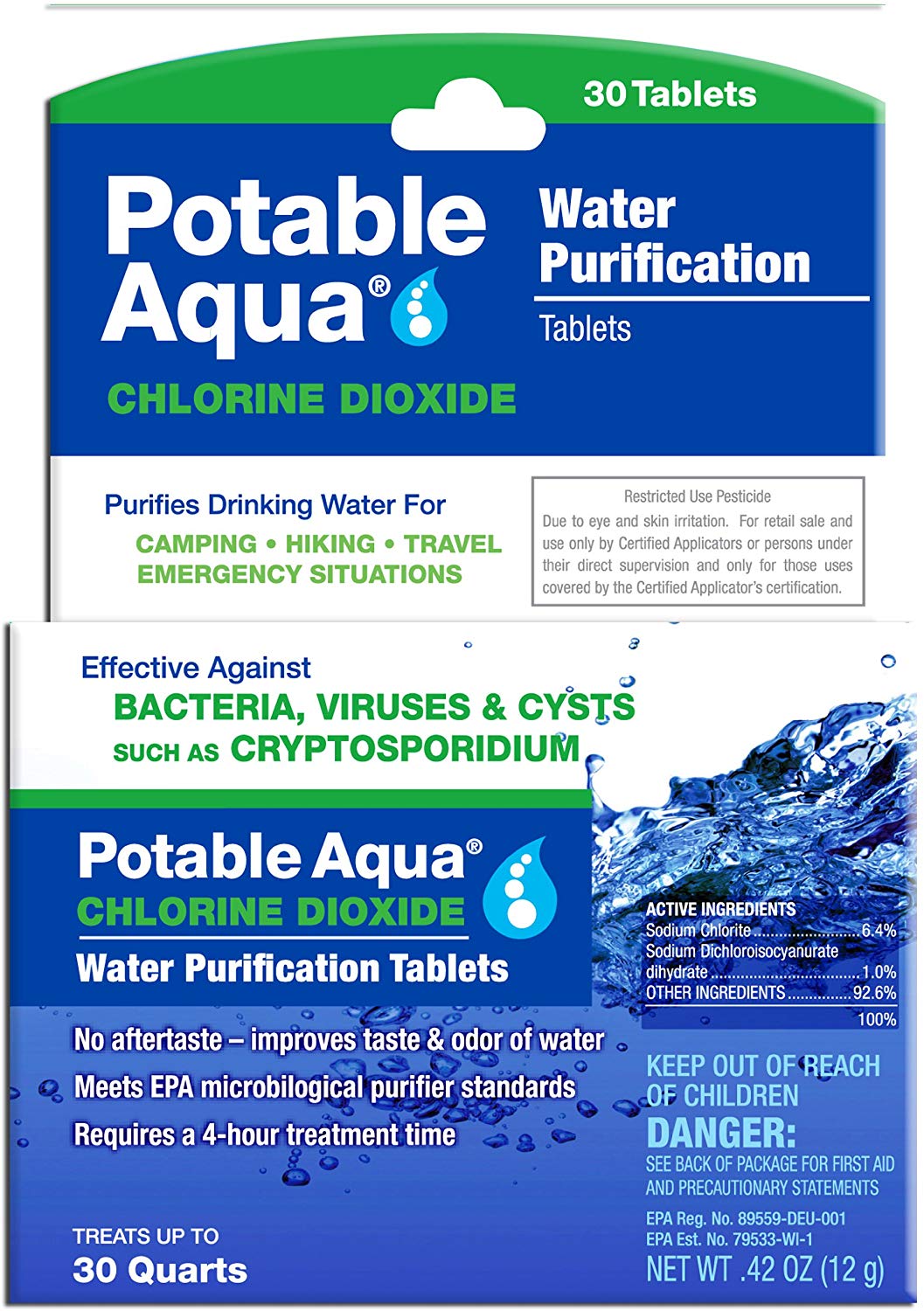 Potable Aqua Chlorine Dioxide Water Purification Tablets