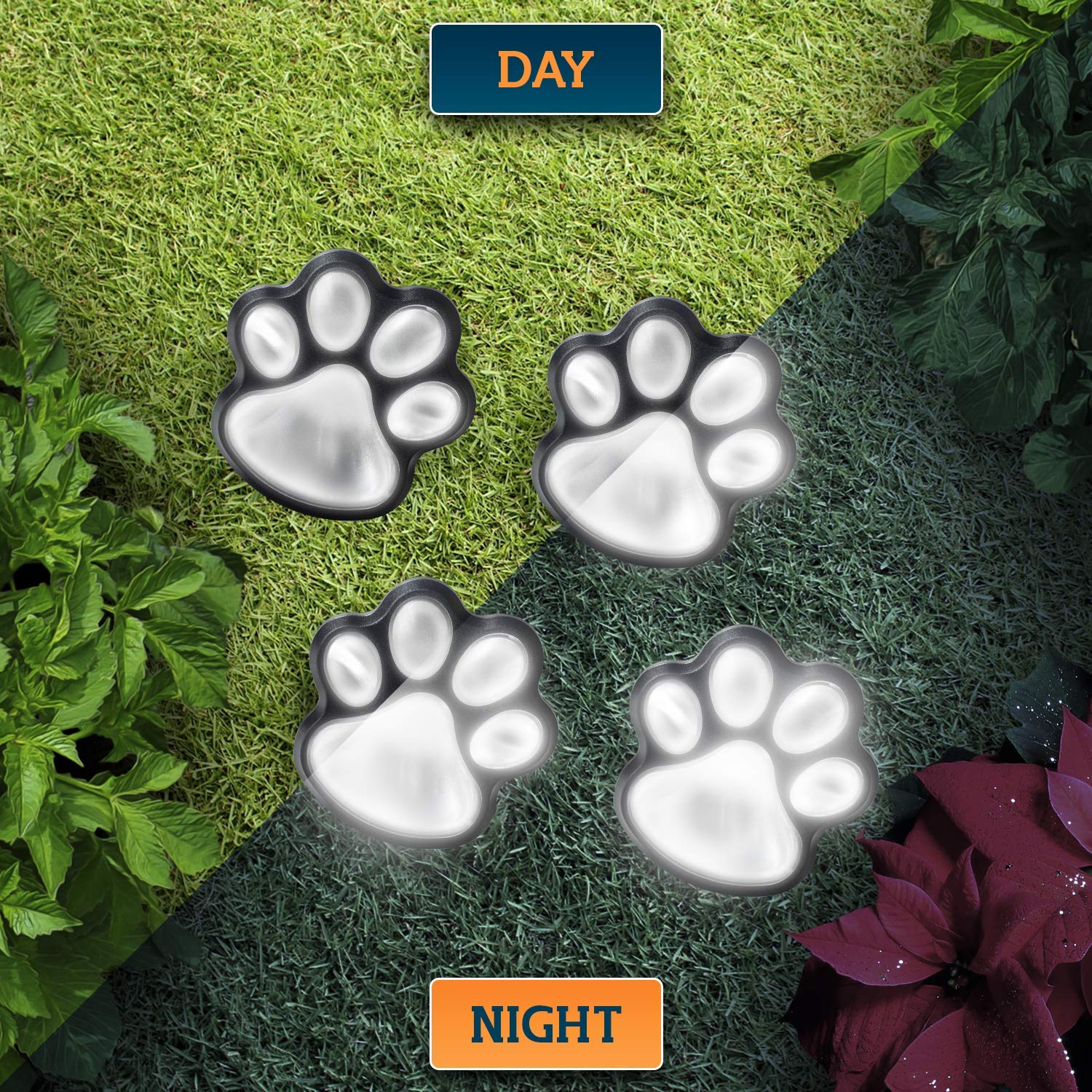 Solar Decorative Paw Print Garden Lights'