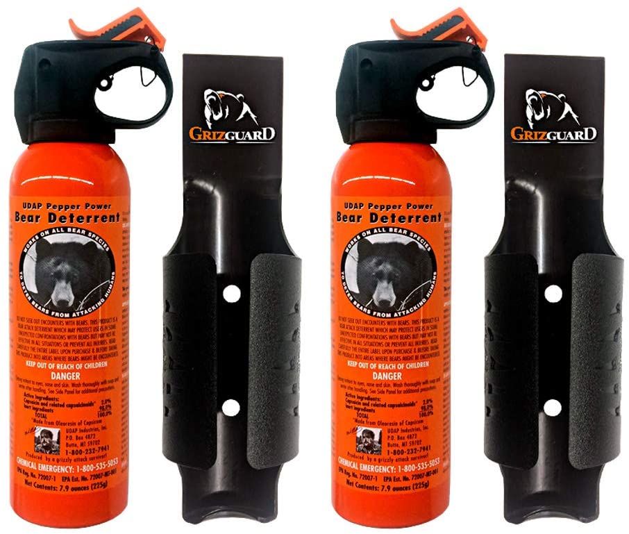 UDAP - 7.9 oz. Magnum Bear Pepper Spray Deterrent W: Gris Guard Holster Incl. For Outdoors - Camping, Hiking Fishing & More - Powerful Blast Pattern Creates a 30 Ft Fog Barrier - Made in USA