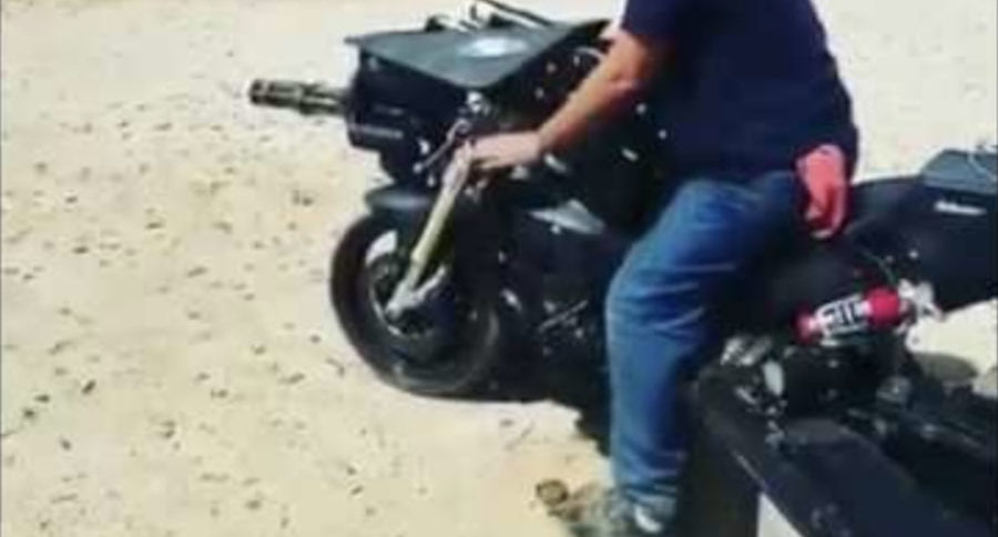 Motorcycle With an Attached Minigun? Badass!