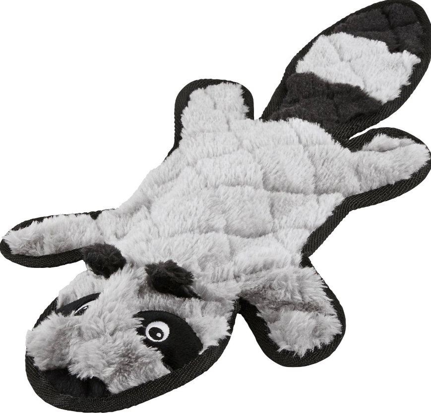Frisco Flat Plush Squeaking Raccoon Dog Toy