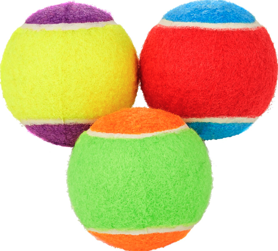 Frisco Fetch Squeaking Colorful Tennis Ball Dog Toy, Medium, 3-pack