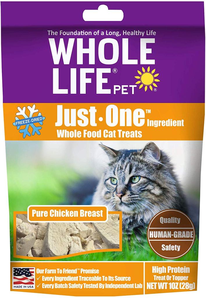 Whole Life Pet Single Ingredient USA Freeze Dried Chicken Treats for Cats