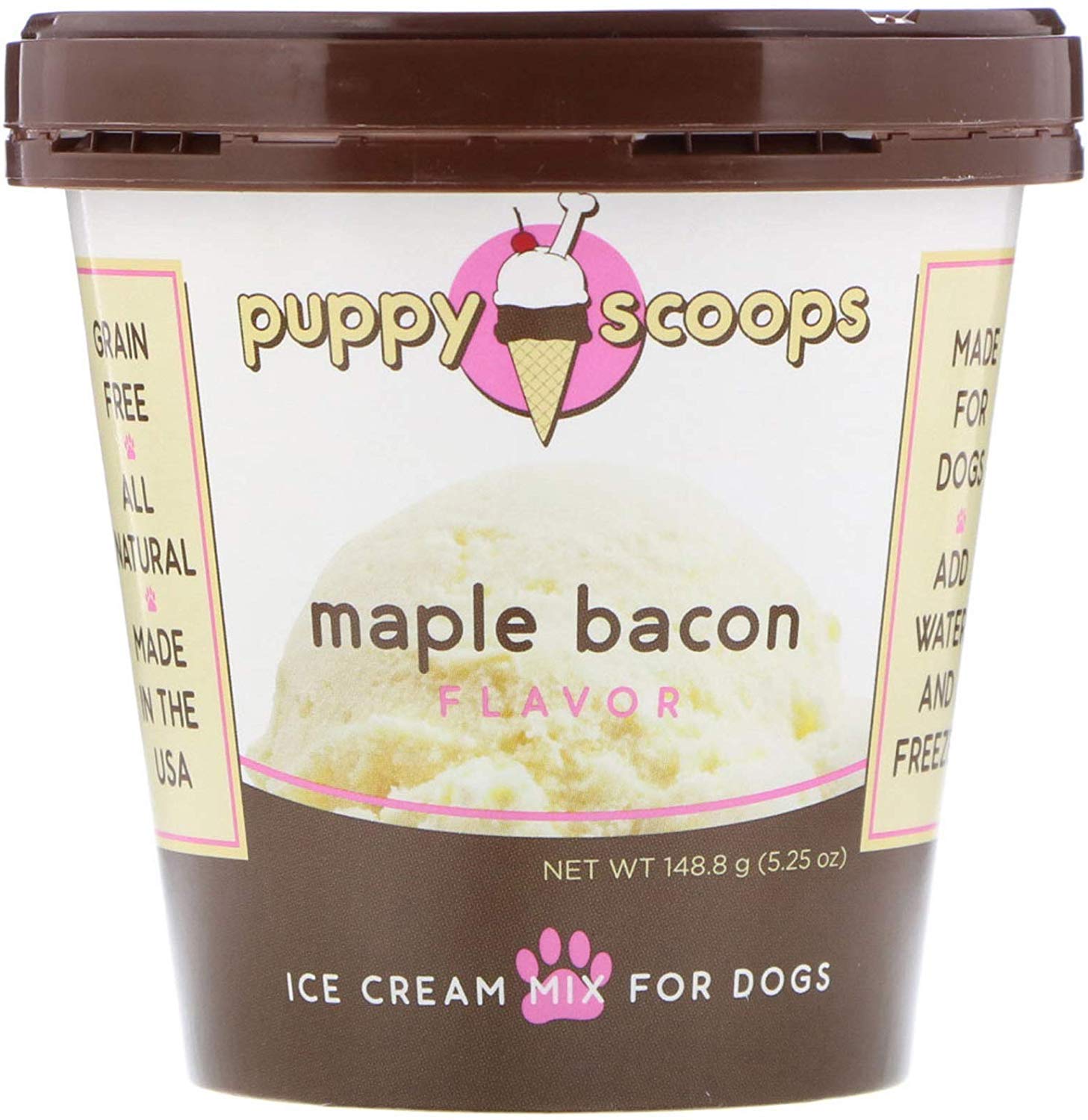 Puppy Scoops Ice Cream Mix for Dogs: Maple Bacon - Add Water and Freeze at Home