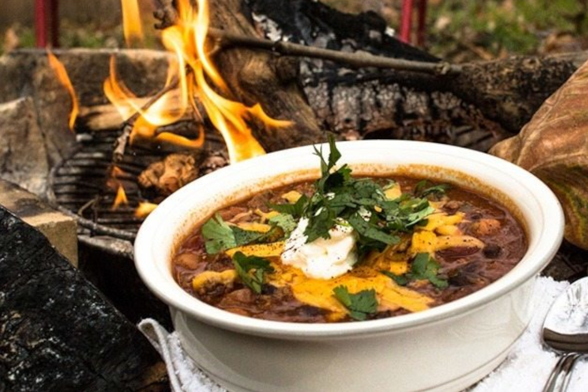 Bowl of venison chili.