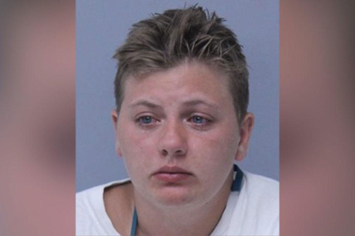 woman bites fishing line