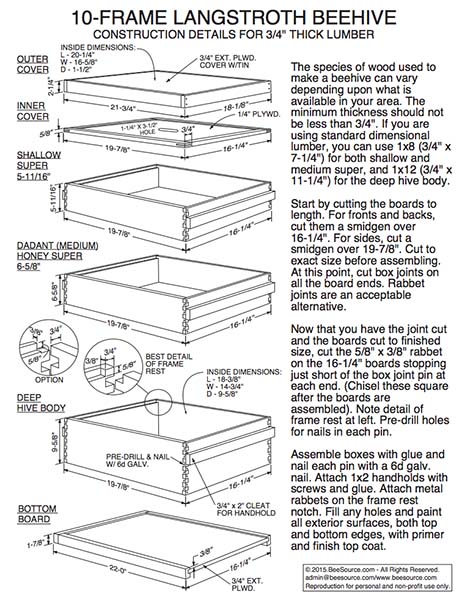 10-Frame Langstroth Beehive