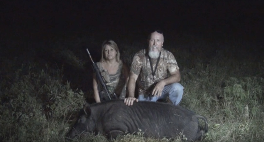 Watch Michelle Guess Take Down 2 Big Hogs Using A Thermal Sight