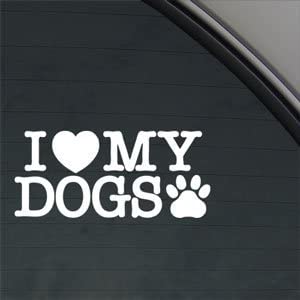 Keen I Love My Dogs Decal Car Truck Bumper Window Sticker | White Decal | 5 X 2.75 in Decal
