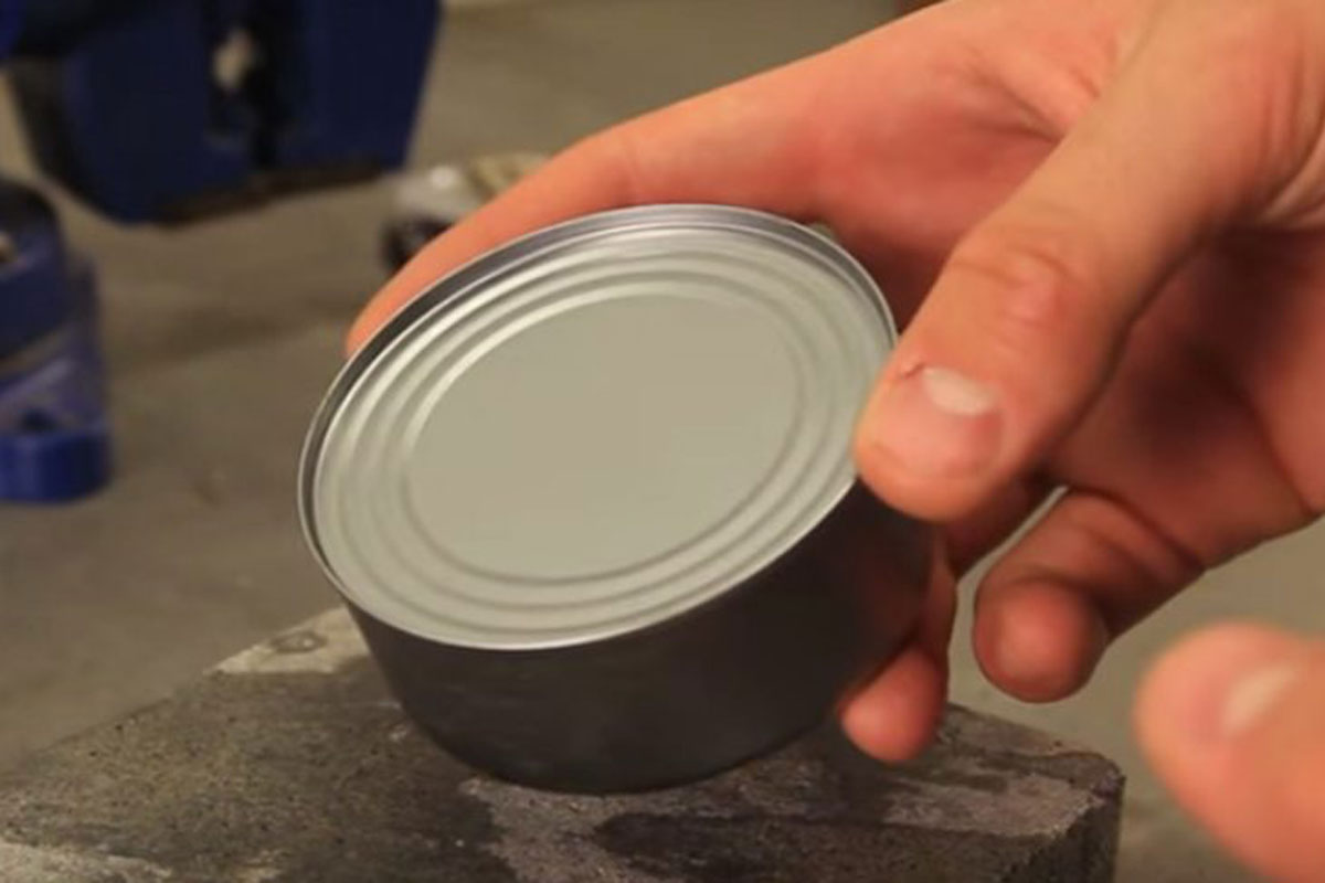 Open a can without a can opener #fyp #fypシ #survival #lifehack #campin, how to open a can with a can opener machine