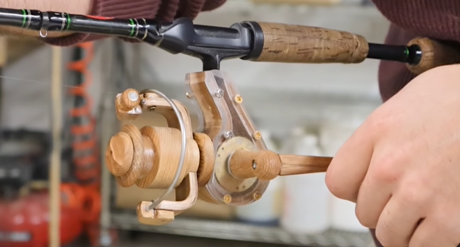 Determined Lure Maker Crafts Homemade Spinning Reel That Really