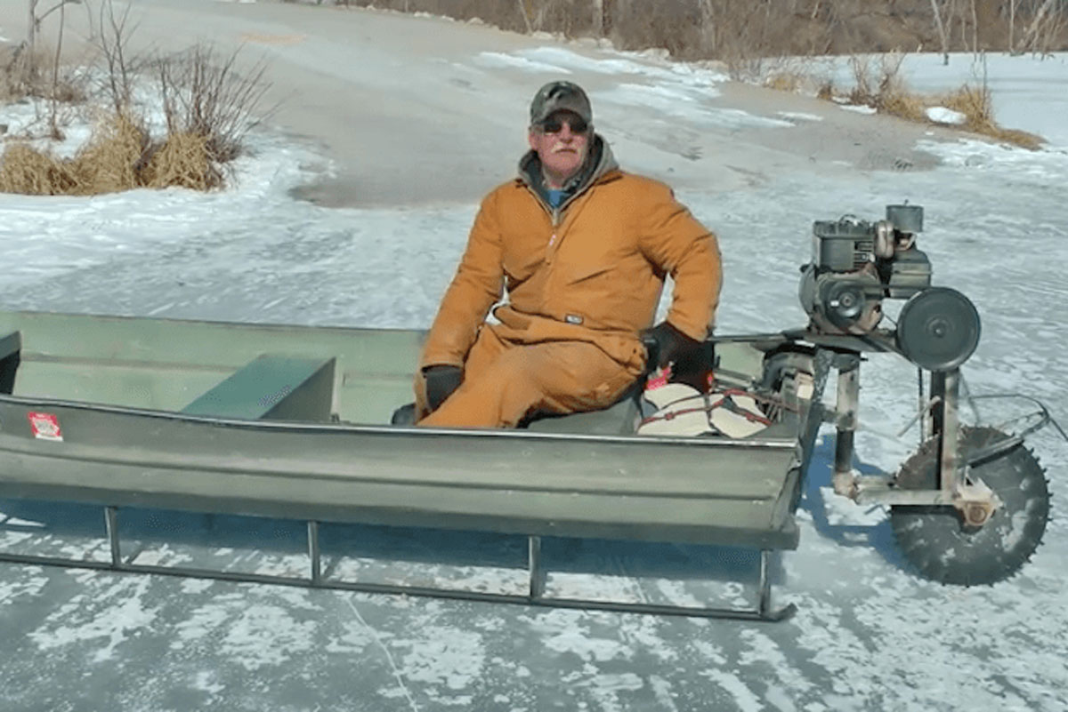 The Saw-Blade-Driven Ice Sled Machine is the Greatest DIY Project