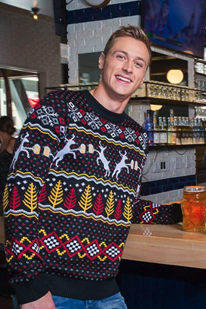 Tipsy Elves Men's Deer with Beer Christmas Sweater