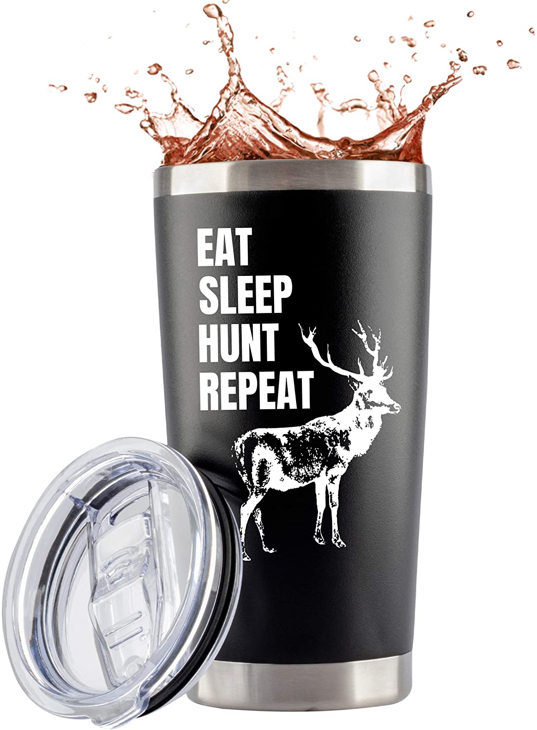Cold Travel Hunting Tumbler/Mug w Lid Coffee Cup | Hunting Decor Dad | Deer Hunting Hunters Gifts for Men or Women 