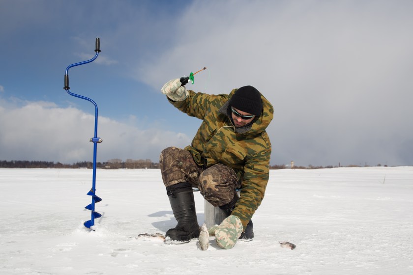 Ice fishing augers and gear