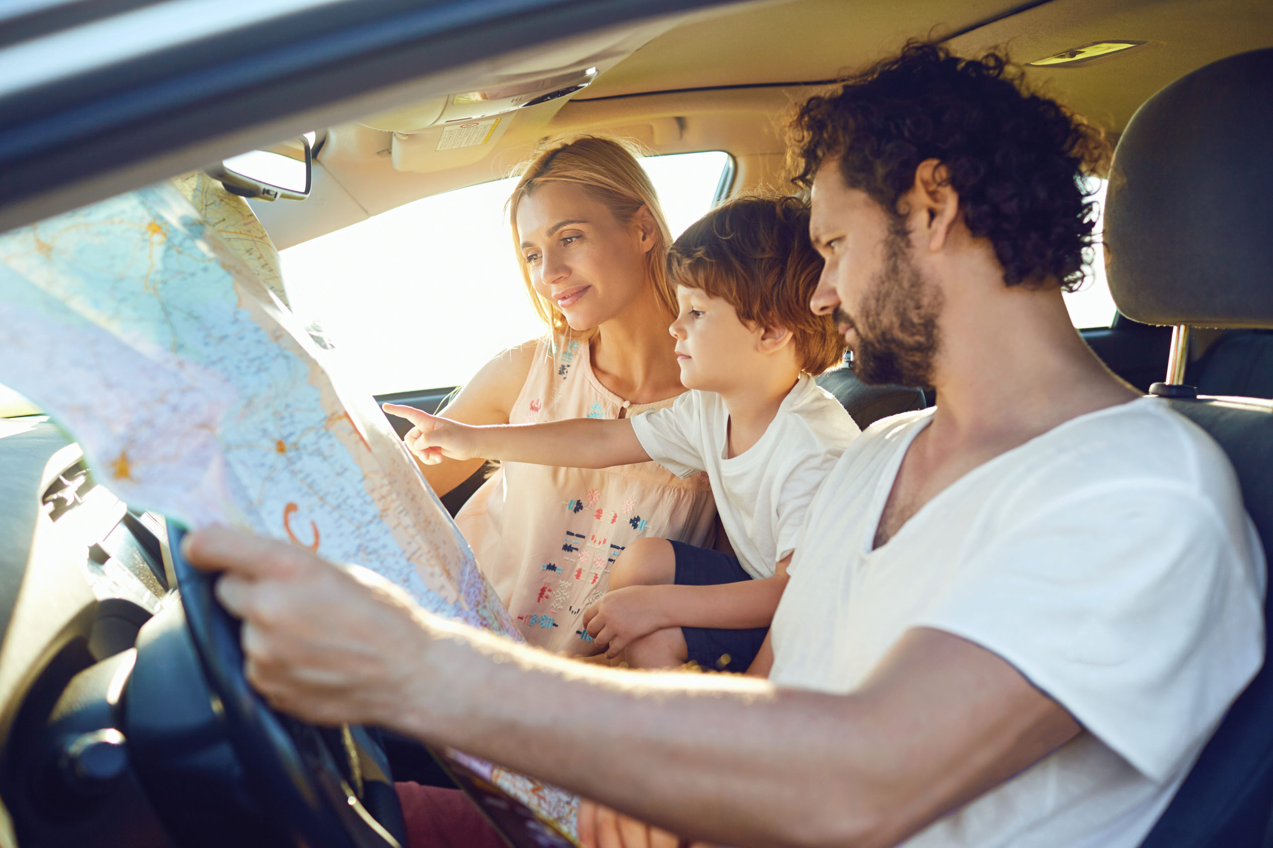 family in car traveling