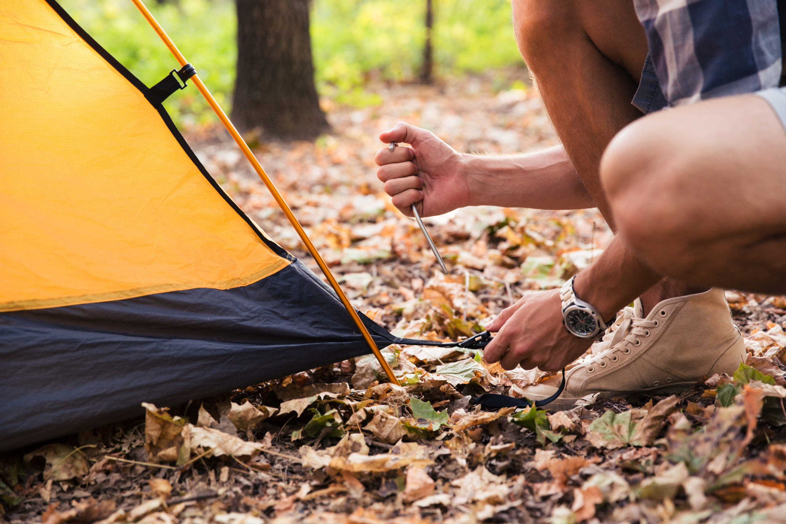 staking tent to ground