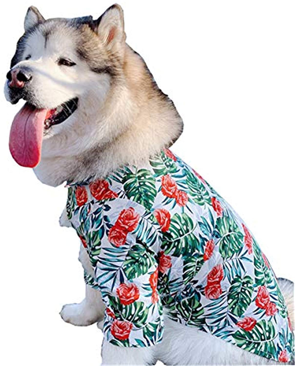 COUTUDI Large Breed Aloha Dog Shirt Dog Hawaiian Flower Pineapple Shirt 3XL-6XL for Large Dog, Alaska, Hatch