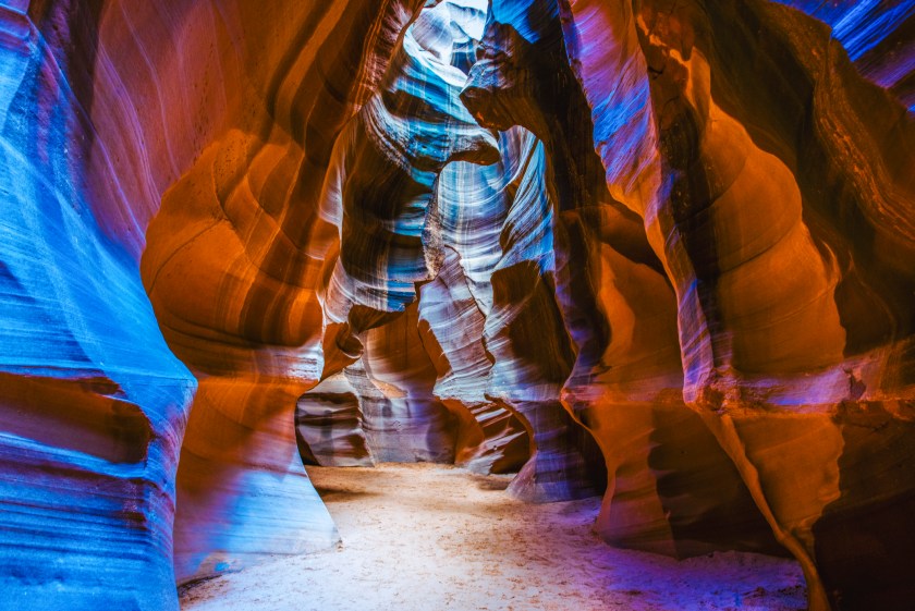 Glowing walls at the Antelope Slot Canyon in Page, Arizona, United States