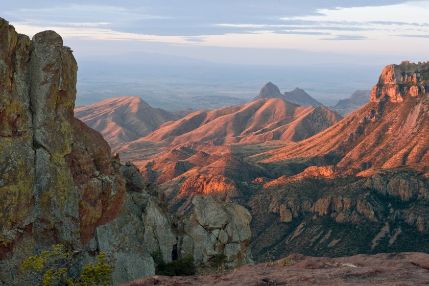 View of the Northeast Rim and Juniper Canyon from peak of the Lost Mine Trail. Taken just after sunrise