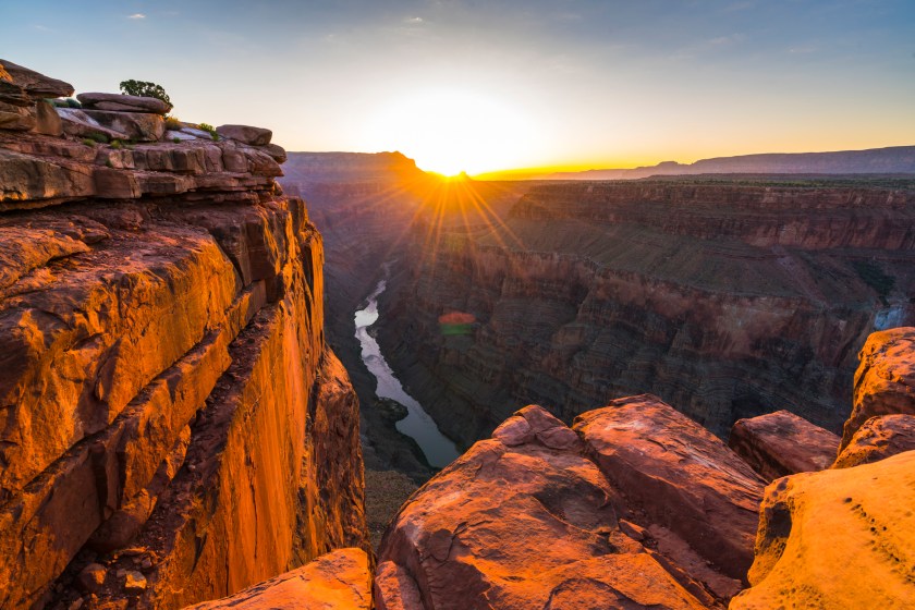 scenic view of Toroweap overlook at sunrise in North Rim, Grand Canyon National Park, Arizona, USA