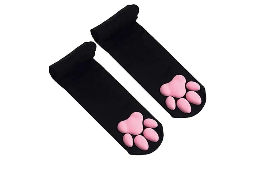 cat socks with pink paws
