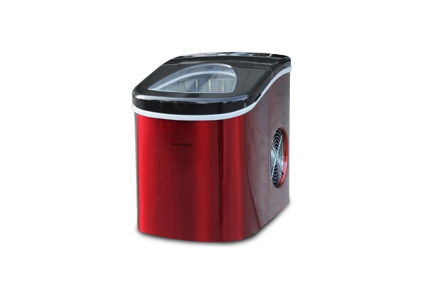 red portable ice maker