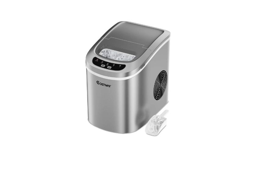 costway portable ice maker in silver (with scoop)